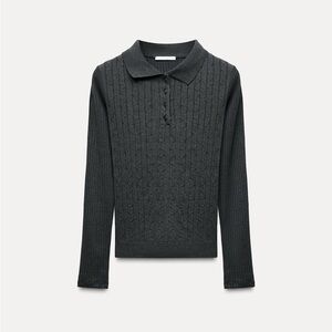 Zara cable knit polo top